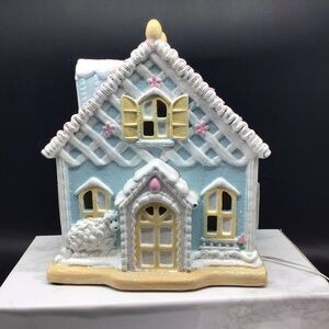 cupcakes & cashmere Pastel Blue & Yellow Lighted Easter Holiday House